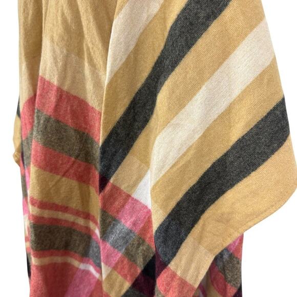 Woolrich Womens Striped Poncho Fleece Fringe Beige Pink Jacket Cardigan sz O/S - Picture 9 of 16